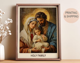 Jesus Mary Joseph Painting, Wall Art, Family Gifts, Catholic Art, Model Family, Holy Family, Sacred Art, Holy Family Wall Art, Family Love.