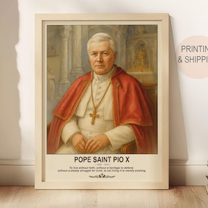 Saint Pope Pius X | Catholic Saint Portrait | Holy Christian Wall Art