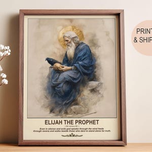 Saint Elijah, watercolor Art Painting of Prophet Elijah – Religious Gift for Housewarming Home Decoration,baptism gift, birthday gift