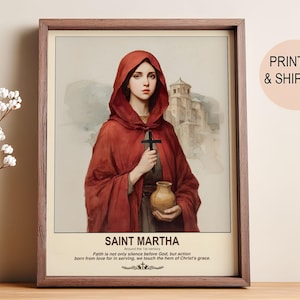 Saint Martha Icon | Patron Saint of Hospitality and Service | Catholic Spiritual Gift