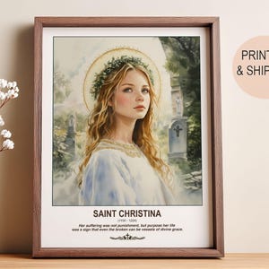 Saint Christina Print | Catholic Wall Art | Patron Saint Portrait.