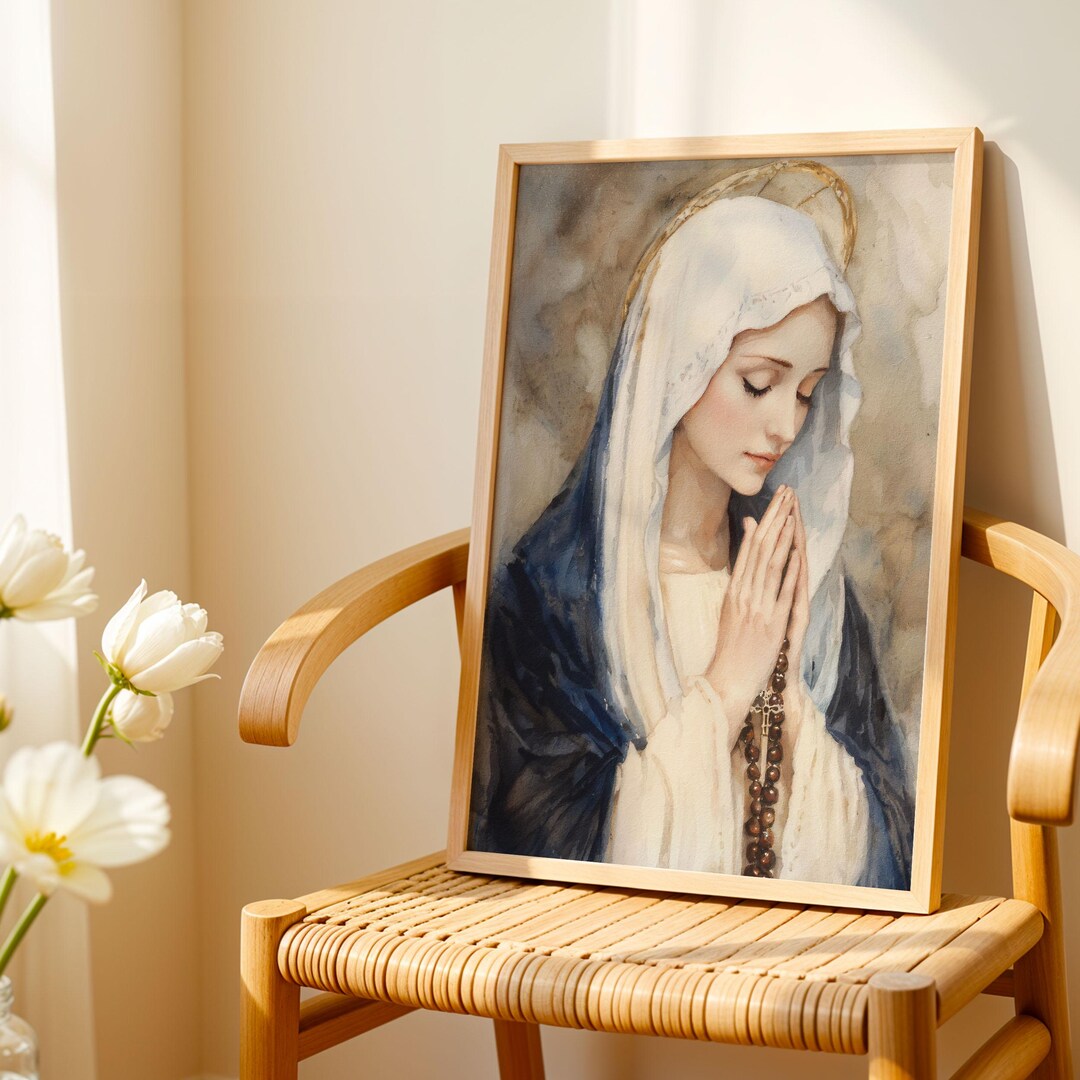 Wall Art of Our Lady of the Rosary | Portrait of Our Lady Praying ...