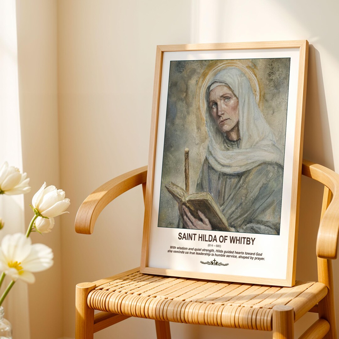 Saint Hilda of Whitby Print | Abbess | English Saint | Catholic Wall ...