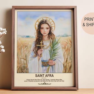 Saint Afra Watercolor Portrait: Catholic Art, Patron Saint of Germany