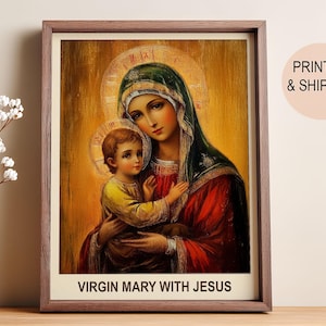 Virgin Mary and Child Art Print: Catholic Home Decor