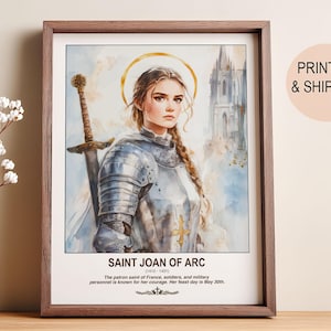 Saint Joan of Arc Watercolor Art Print: Catholic Confirmation Gift