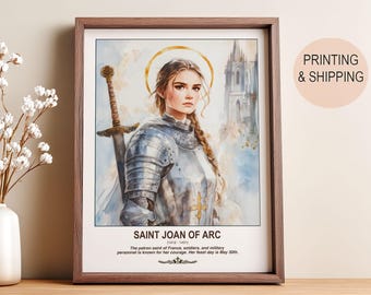 Saint Joan of Arc | Watercolor Art Print | Catholic Christian Wall Art | Baptism Gift | Confirmation Gift