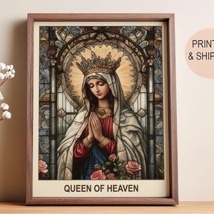 Blessed Virgin Mary, Wall Art, Home Gifts, Catholic Art, Virgin Mary Print, Virgin Mary, Mary Mother of God Icon, Queen of Heaven Wall Art.