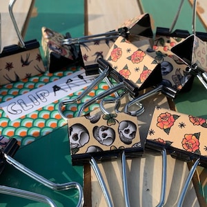 Binder Clip - Old School Ink | Tattoo | Sailor | Office Supply | School | Journal | WFH | Work | Gift | Teacher | Coworker | Organize