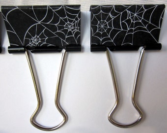 Binder Clips - Black Web | Spiderweb | Halloween | School Supplies | Office | Teacher Gift | Goth | Spider Web | Journal | WFH