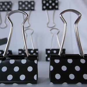 Binder Clip - Classic Polka Dots | Black & White | Office Supply | School | Journal | WFH | Work | Gift | Teacher | Coworker | Organize