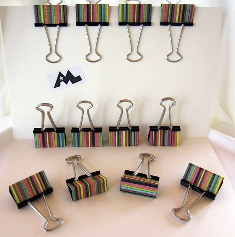 Binder Clips Crayon Stripe Teacher Planner Cute Clips School Supplies Office Gift Coworker Paperclip image 5