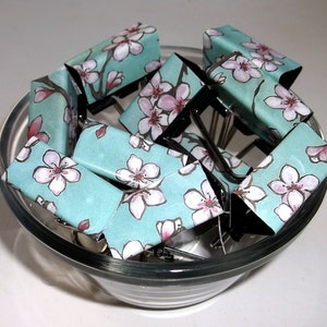 Binder Clip - Forget Me Not | Floral | Aqua | Office Supply | School | Journal | WFH | Work | Gift | Teacher | Coworker | Organize