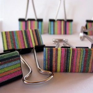 Binder Clips Crayon Stripe Teacher Planner Cute Clips School Supplies Office Gift Coworker Paperclip image 1