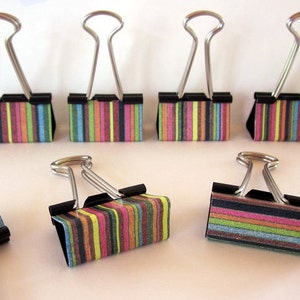 Binder Clips Crayon Stripe Teacher Planner Cute Clips School Supplies Office Gift Coworker Paperclip image 2