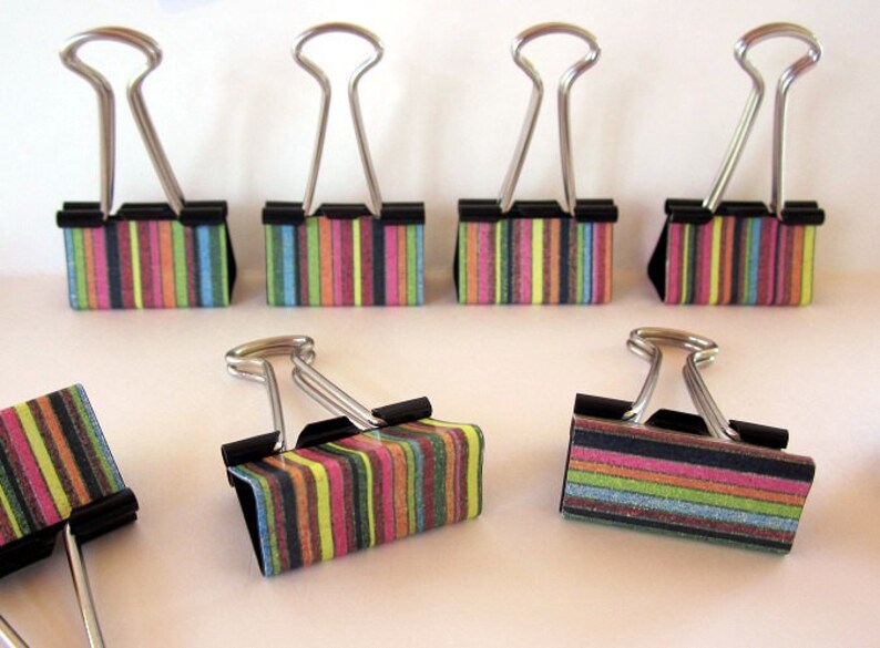 Binder Clips Crayon Stripe Teacher Planner Cute Clips School Supplies Office Gift Coworker Paperclip image 2