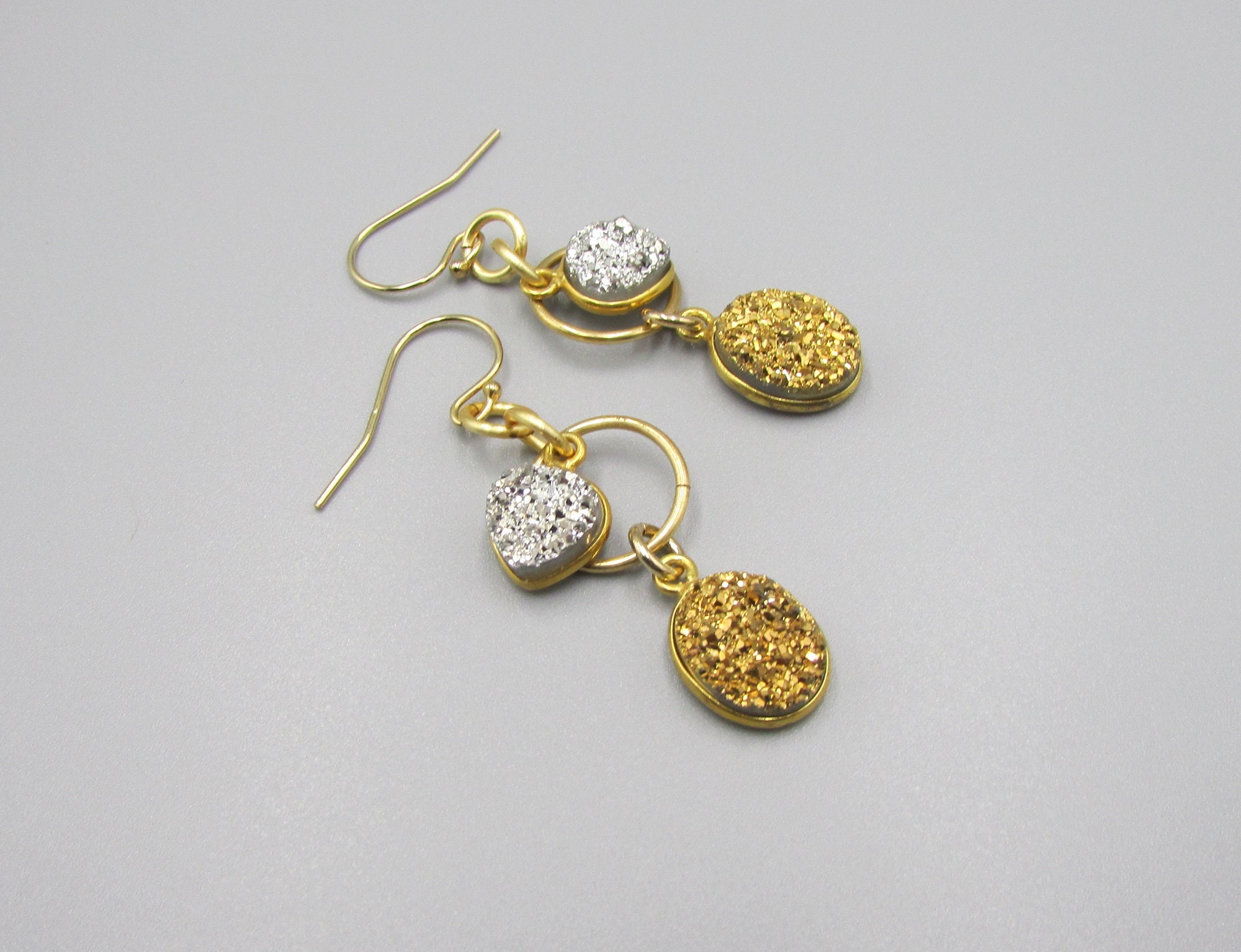 Gold Druzy Earrings Simple Earrings | Etsy
