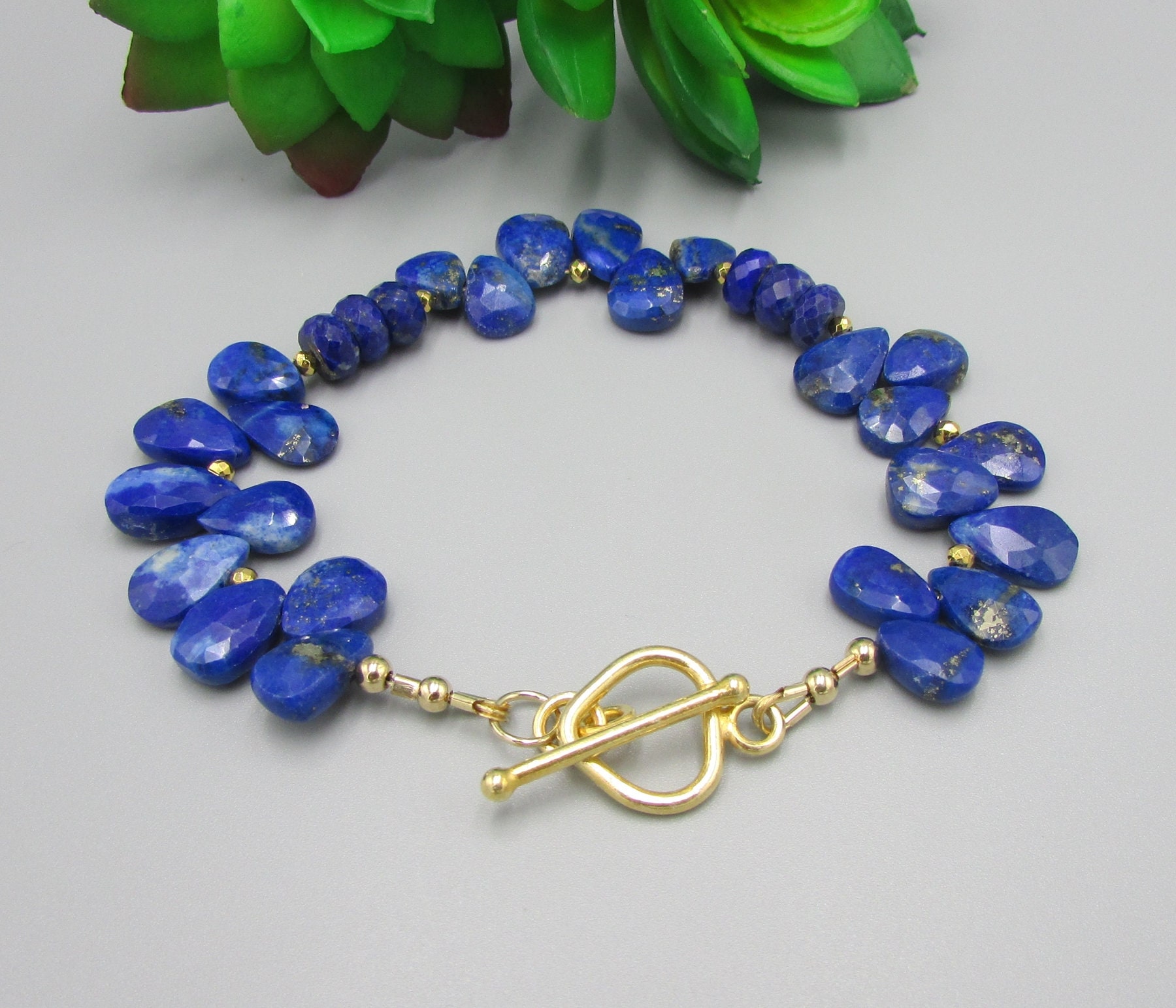 Blue Lapis Bracelet Gemstone Bracelets Etsy