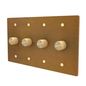 Unlacquered Brass Light Dimmer – Raw Aged Patina Plate with Knurled Rotary Switches