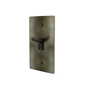 Dark Bronze Brass Toggle Light Switch – Antique Wall Plate with Knurled Switch and Matching Screws