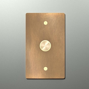 Aged Brass Dimmer Light Switch – Knurled Gold Dials with Matching Brass Wall Plate and Screws