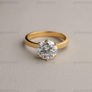 2 Carat Round Cut Diamond Ring, IGI CERTIFIED E Color VS1/VS2 Clarity Lab Grown Diamond Solitaire Engagement Ring, 6 prong Wedding Ring