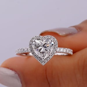 1.50CT Heart Cut Moissanite Engagement Ring 925 silver Ring Unique Wedding Ring Stack Ring Heart Cut Diamond Ring Promise Ring Gift for Her