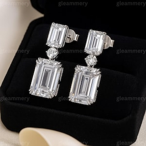 Emerald Lab Grown Dangle Earring| Diamond Earrings| Gifts For Her| Anniversary Gift| Wedding Gifts| Birthday Gifts| valentine Gifts