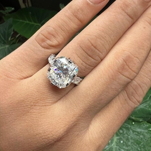 7CT Tulip Setting Square Radiant Moissanite Engagement Ring 14KT gold Wedding Ring Anniversary Ring Bridal Ring Promise Ring Gift For Her
