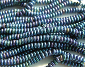 Blue Iris 4mm Czech Glass Rondelle Spacer Beads  50