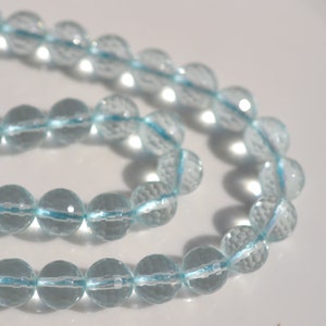 Aqua Quartz 8mm Faceted Round Glass Beads 10 image 2