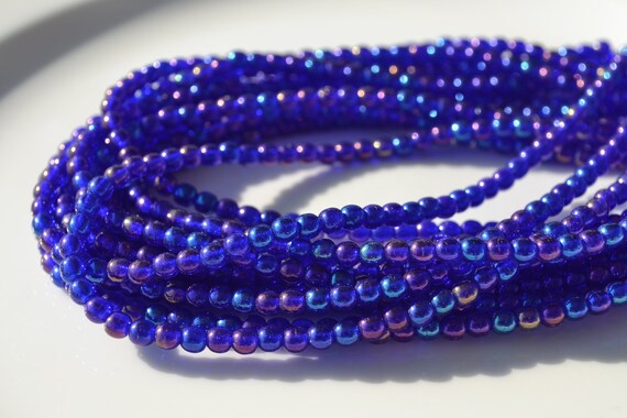 thumbnail image 2 of PRECIOSA Czech Glass Round Beads 4mm – Cobalt Luster – 100 Pieces 2 of 6
