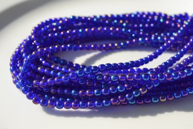 Cobalt Blue Iris 4mm Round Czech Glass Beads 100 image 1