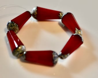 20x9mm Red Picasso Fancy Drop Czech Glass Beads 4