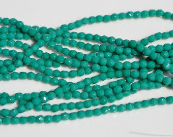 Persian Turquoise 3mm Faceted Fire Polish Rounds   50