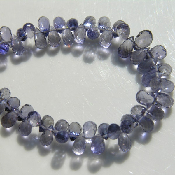 Grade A Iolite Faceted Briolette Beads   12