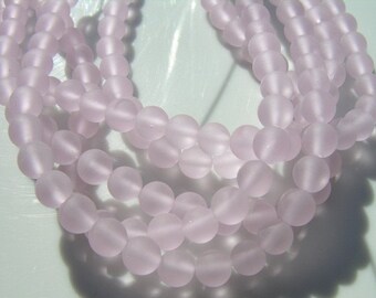 SALE  Pink Sea Glass 8mm Round Beads