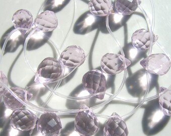 Pale Pink Faceted Glass Briolette Beads Full strand