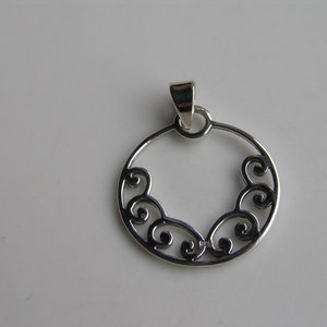 Circle and Scroll Sterling Silver Pendant image 1