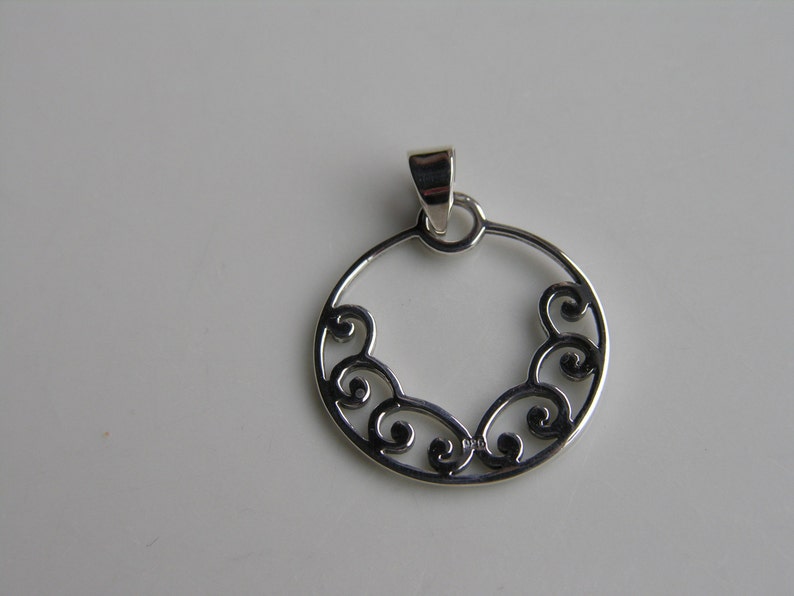 Circle and Scroll Sterling Silver Pendant image 1