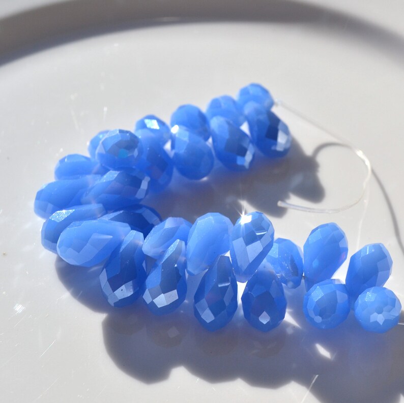 Cornflower Blue Crystal Faceted 12x8mm Briolette Beads 6 Etsy Canada