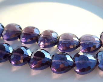 Dark Purple Heart Crystal Beads   6