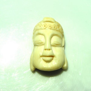 Buddha Head Carved Bone Bead Pendant  ONE