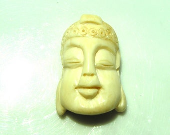 Buddha Head Carved Bone Bead Pendant  ONE