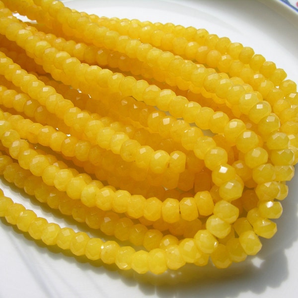 Yellow Jade Faceted Rondelle Beads 8x5mm HALF STRAND