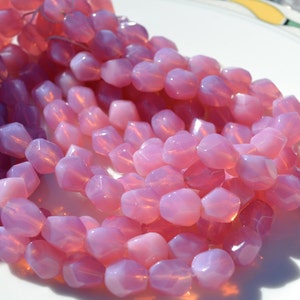 Milky Pink 10mm Nugget Czech Glass Beads 25 image 2