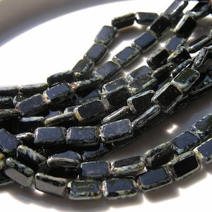 Black Picasso Window Table Cut Rectangle Beads   10