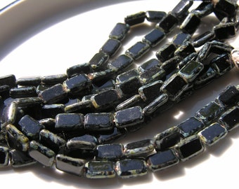 Black Picasso Window Table Cut Rectangle Beads   10