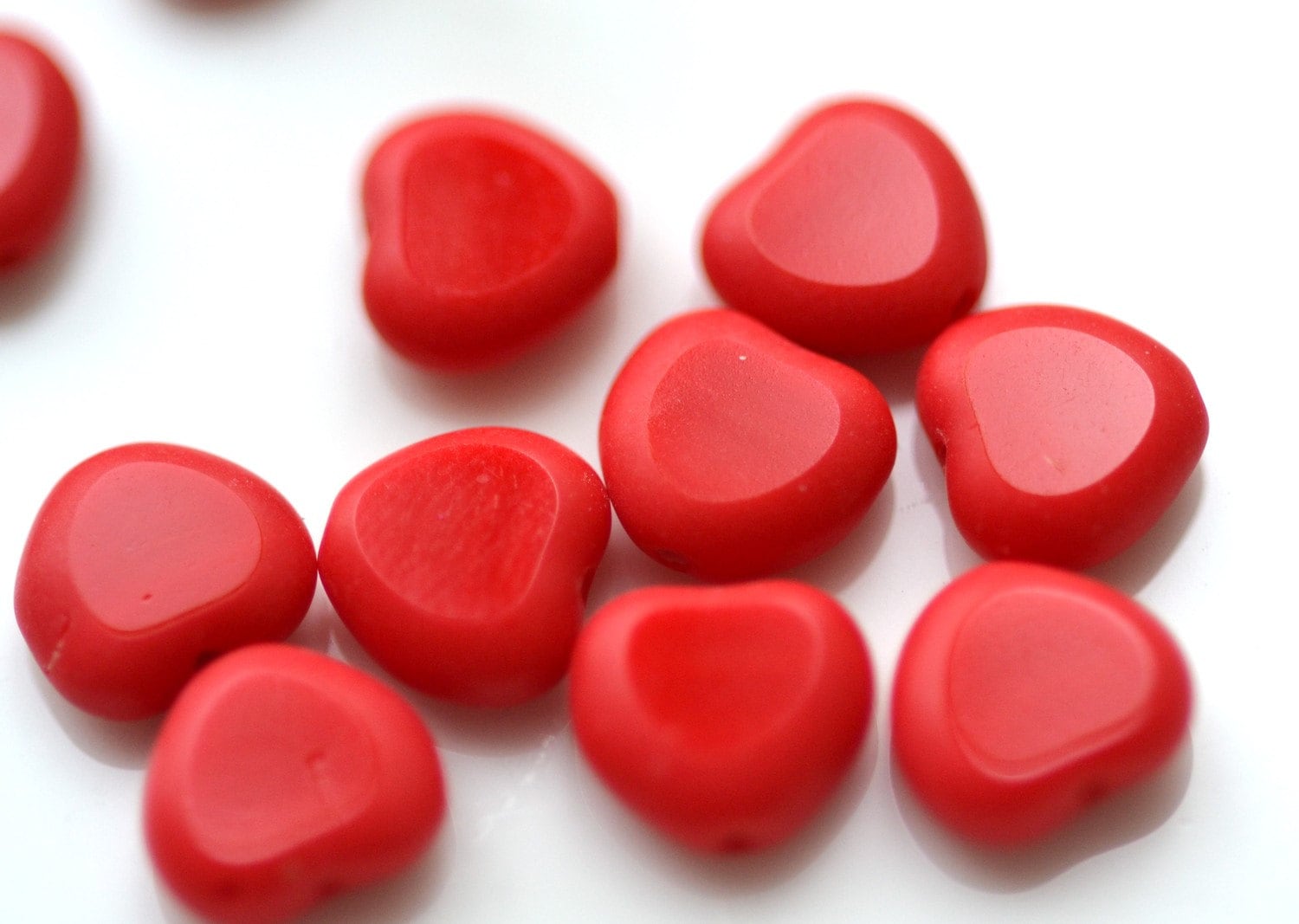 Bright Red Czech Glass 8mm Heart Beads 20 Etsy
