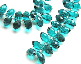 Gorgeous Deep Teal Faceted Crystal Briollette Beads   10